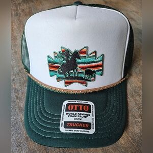 NWT OTTO  Hunter Green Snapback Trucker Hat Break Away Roper Embroidered Patch